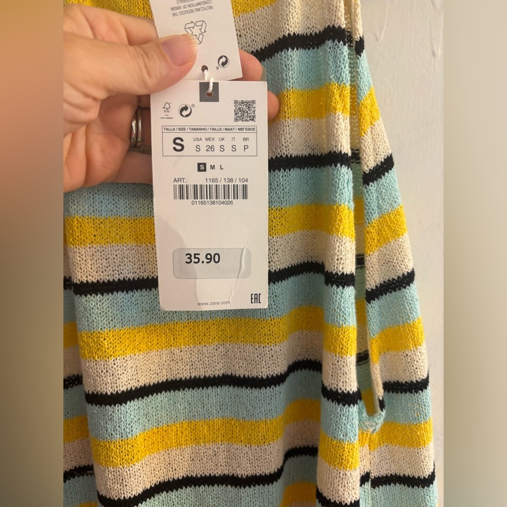Zara halter neck striped mini dress Size Small NWT - Picture 3 of 6